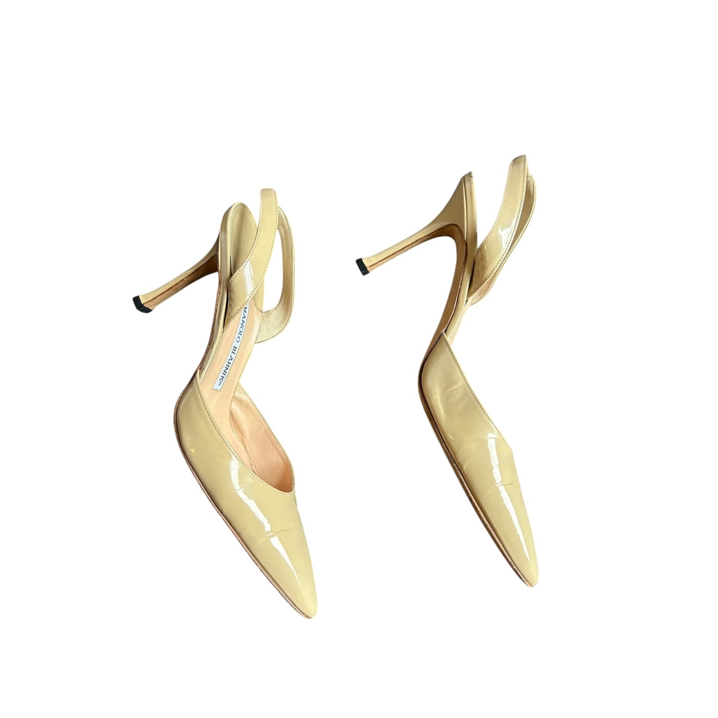 Vintage Manolo Blahnik beige leather Carolyn slingback heels/ 40