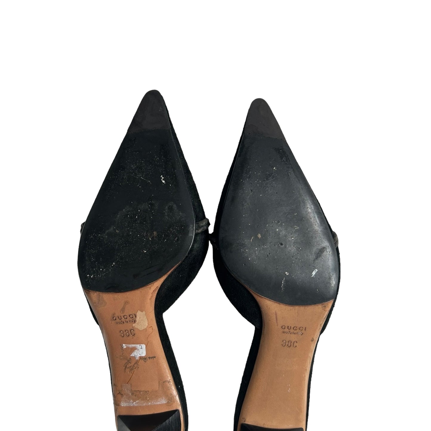 Vintage Gucci by Tom Ford black suede horse-bit mule heels / IT38