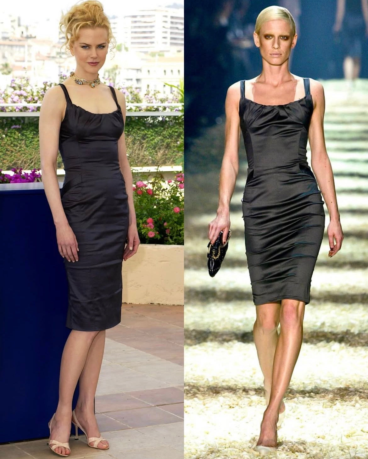 Vintage Gucci by Tom Ford FW2003 Gray Structured Satin Dress with Buckle Detailh