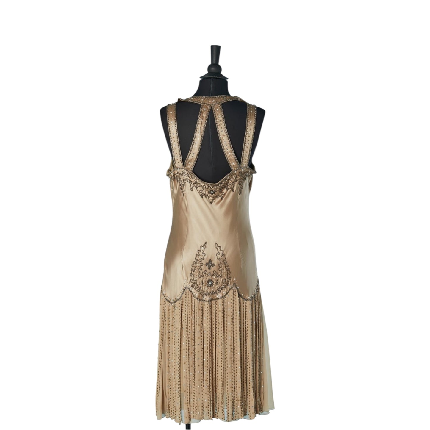 Vintage Versace beige silk beaded 90s dress