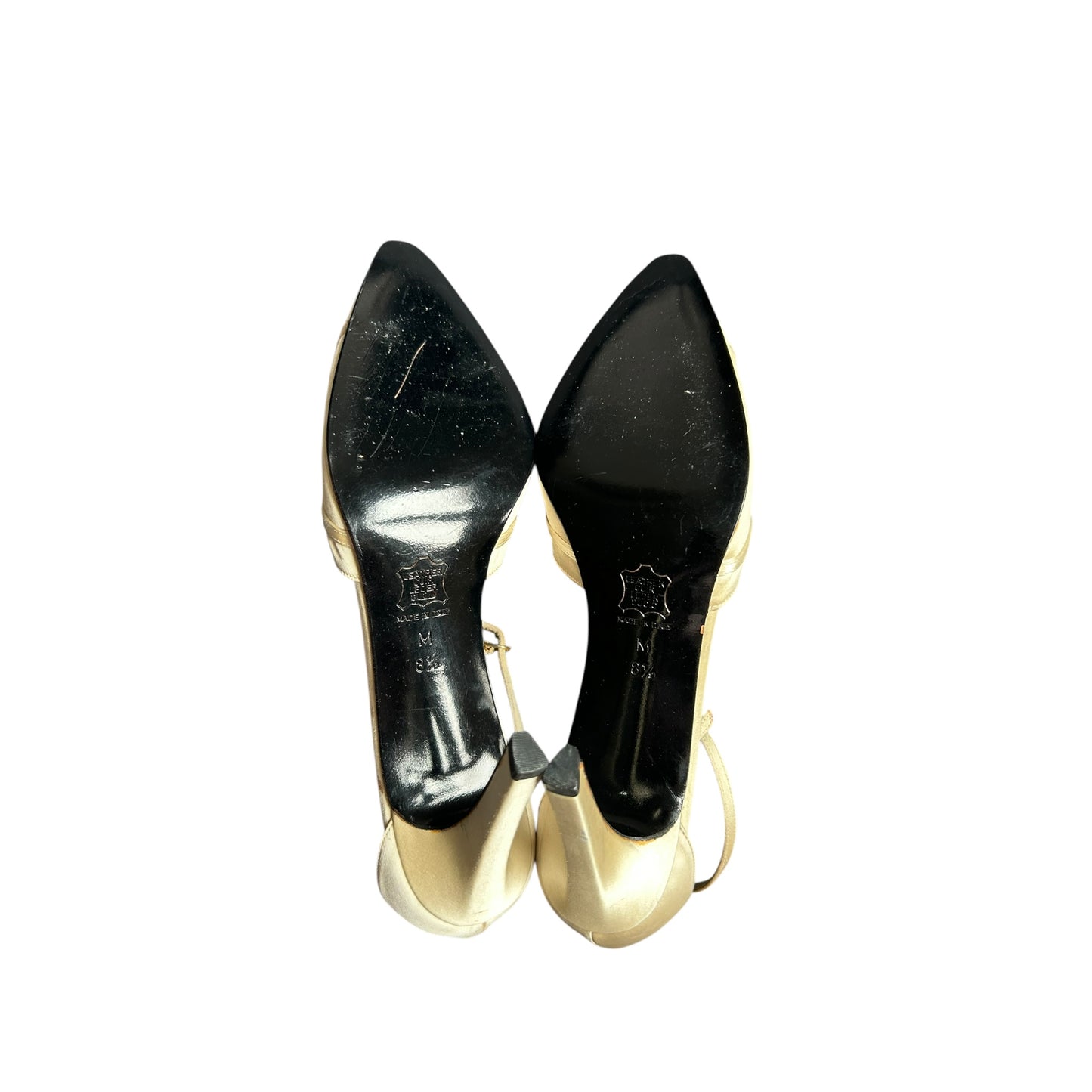 Vintage Yves Saint Laurent cream satin bow tie heels / 38.5