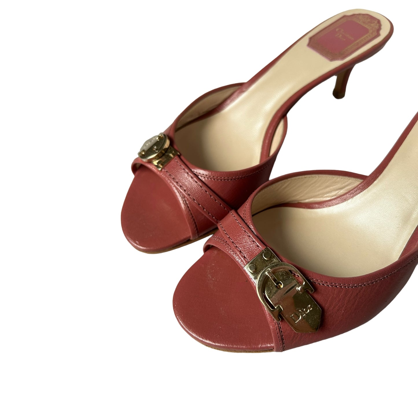 Vintage Dior open toe leather mules unworn /37.5
