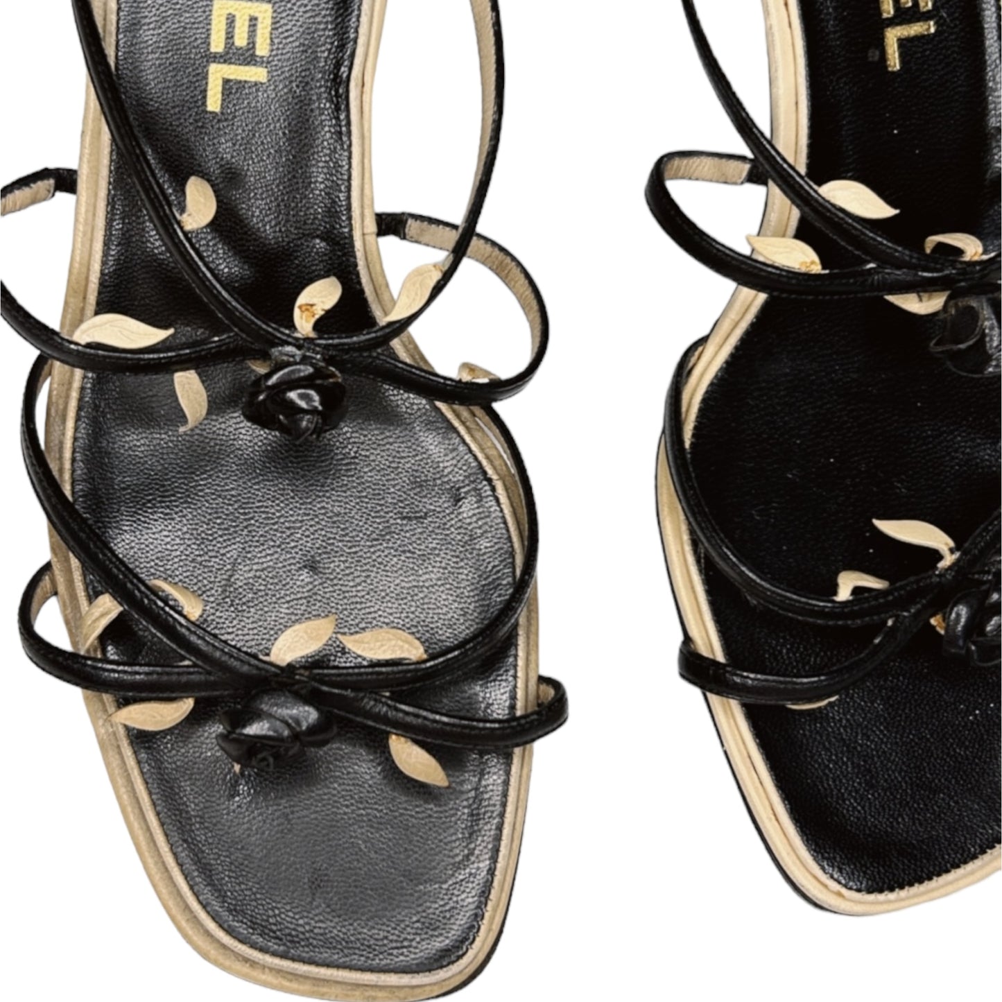 Vintage Chanel rosebud leather sandals
