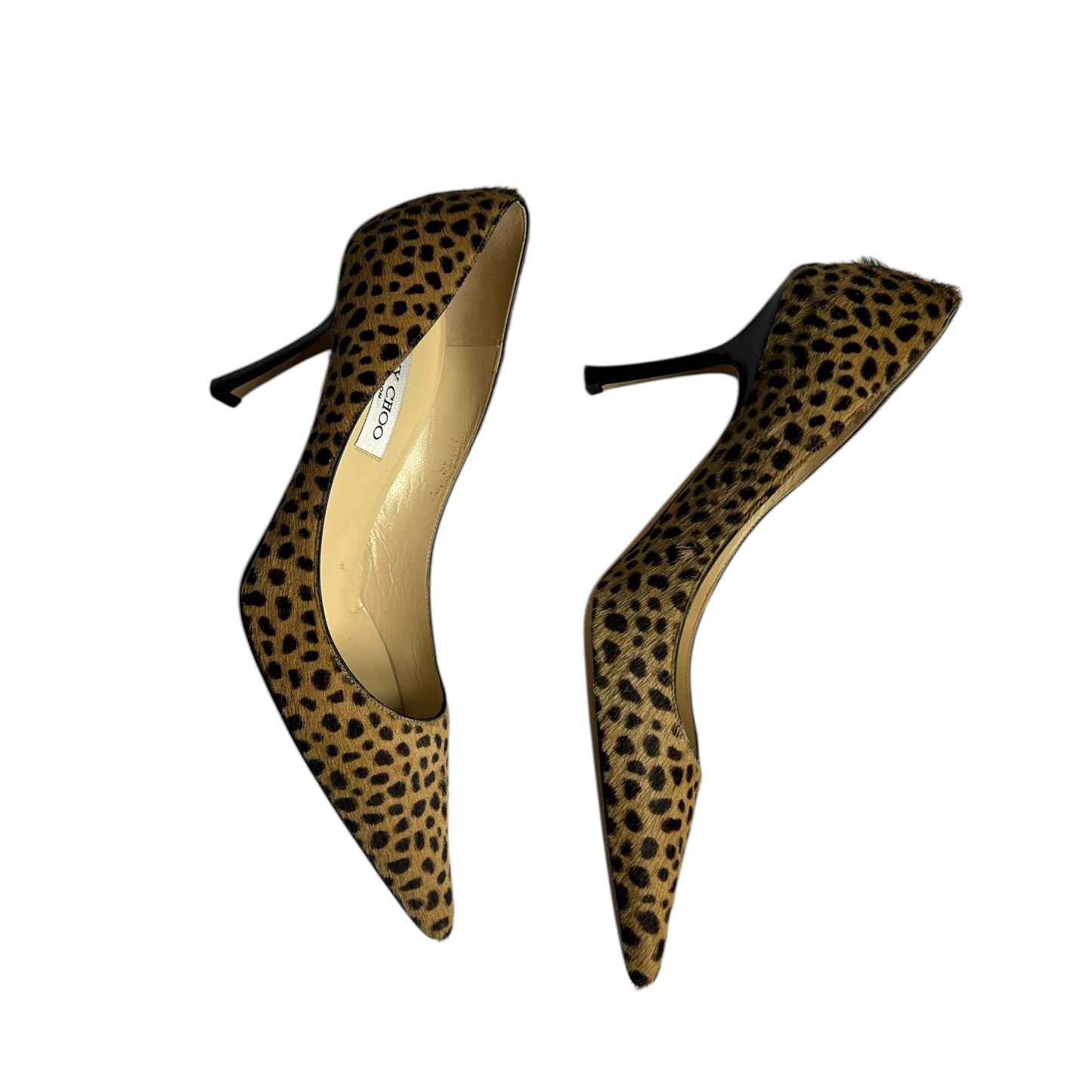 Vintage Jimmy Choo pony hair leo print pump heels / 38.5