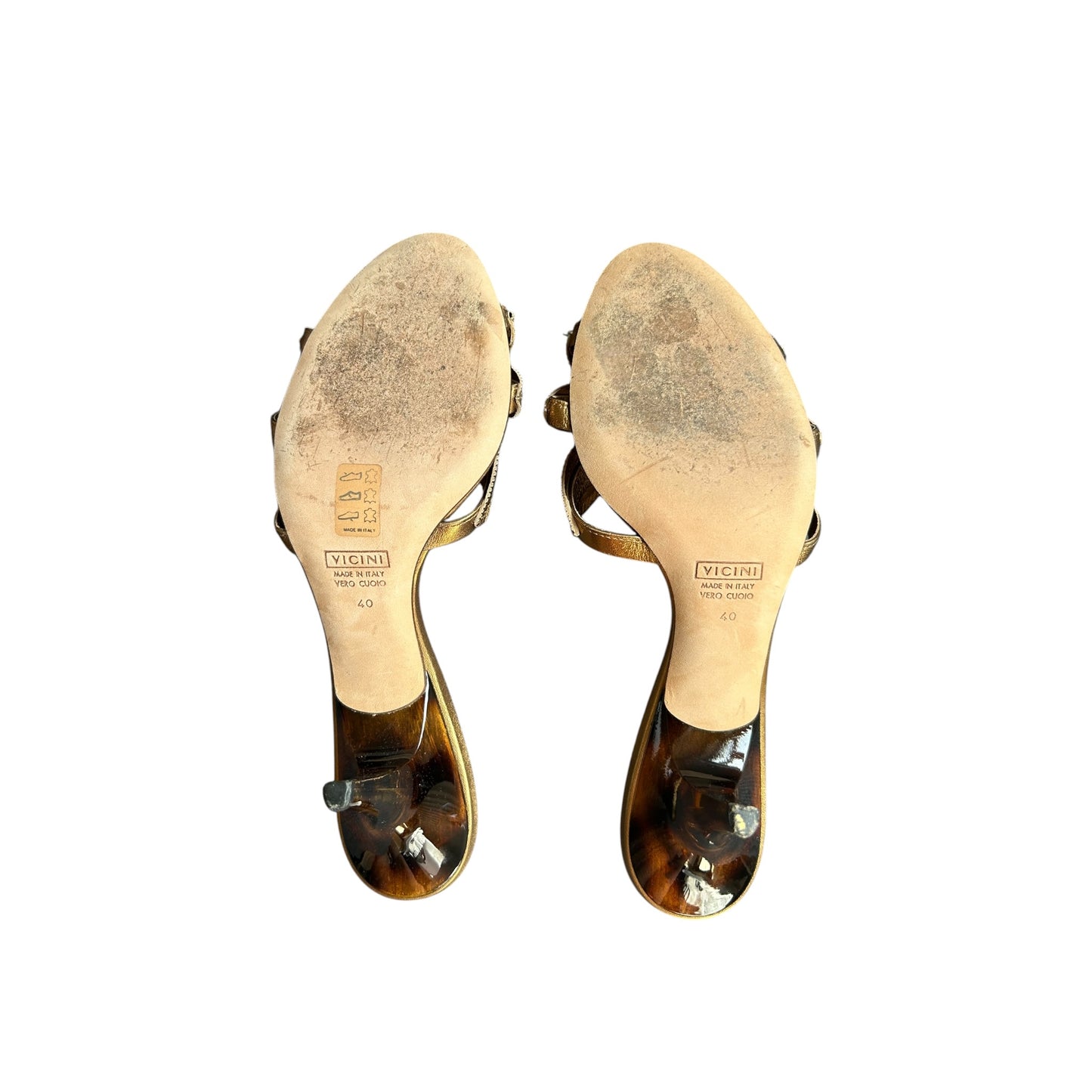 Vintage Giuseppe Zanotti bronze metallic leaf mule heels / 40