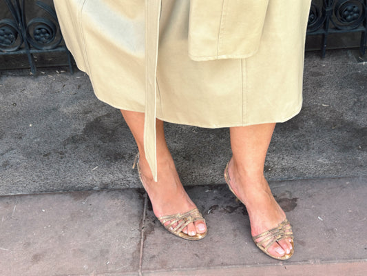 Vintage Jimmy Choo python skin sandal heels / 38