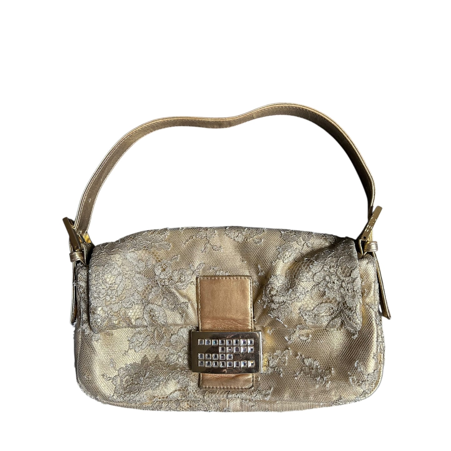 Vintage Fendi lace crystal baguette bag