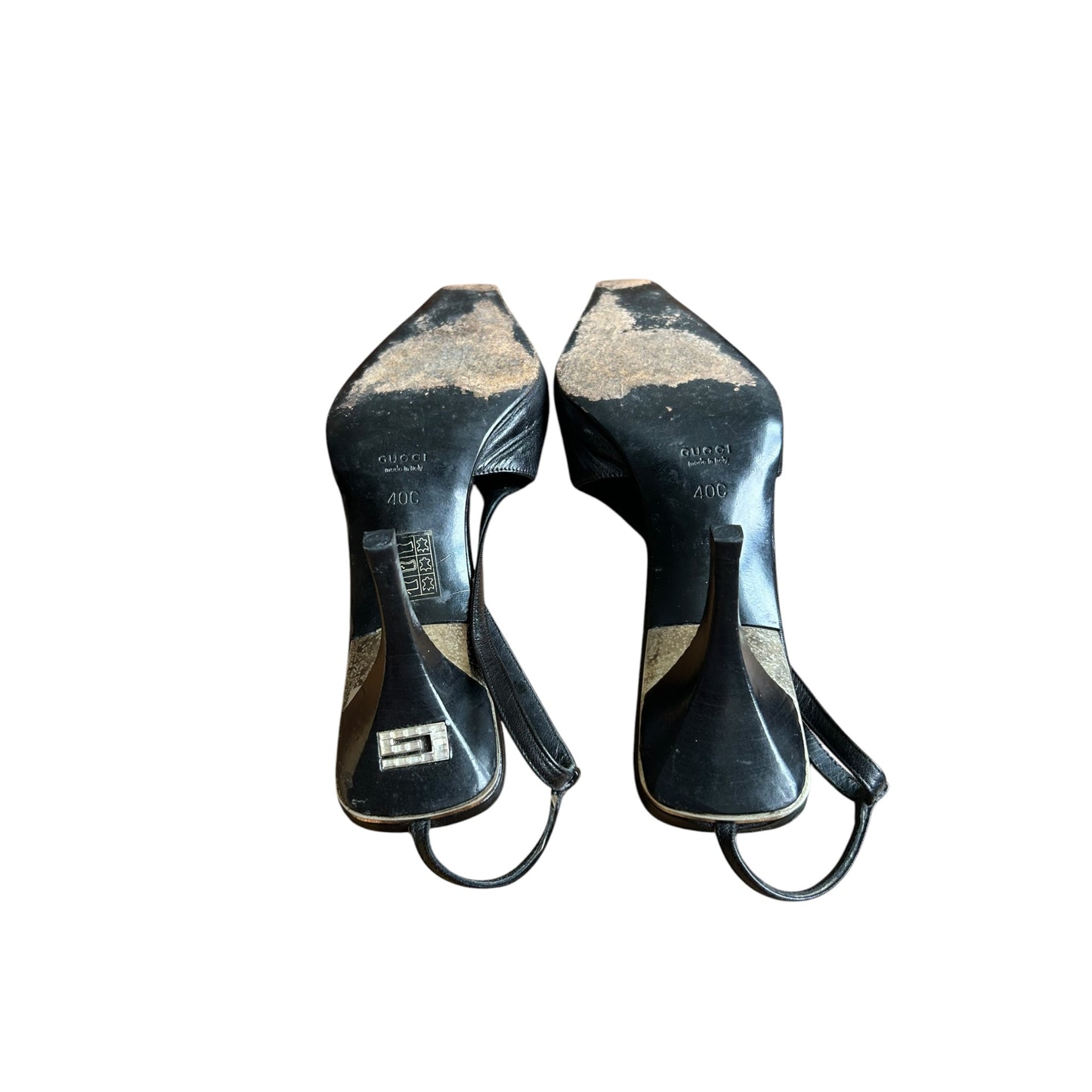 Vintage Gucci black runway 98 crystal G logo heels / 40