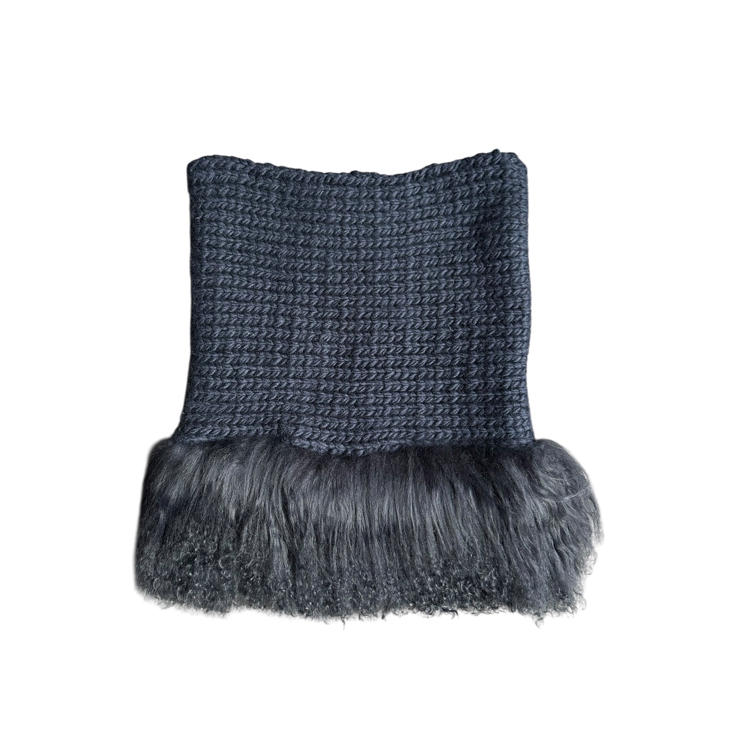 Vintage Valentino Navy Knit Skirt with Genuine Fur Trim – Luxury Wool Mini Skirt