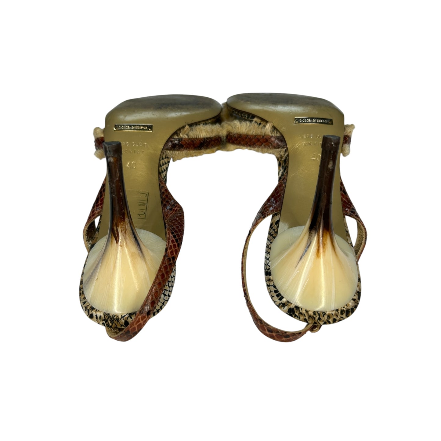 Vintage Dolce&Gabbana SS 2005 python skin faux fur sandal heels / 40