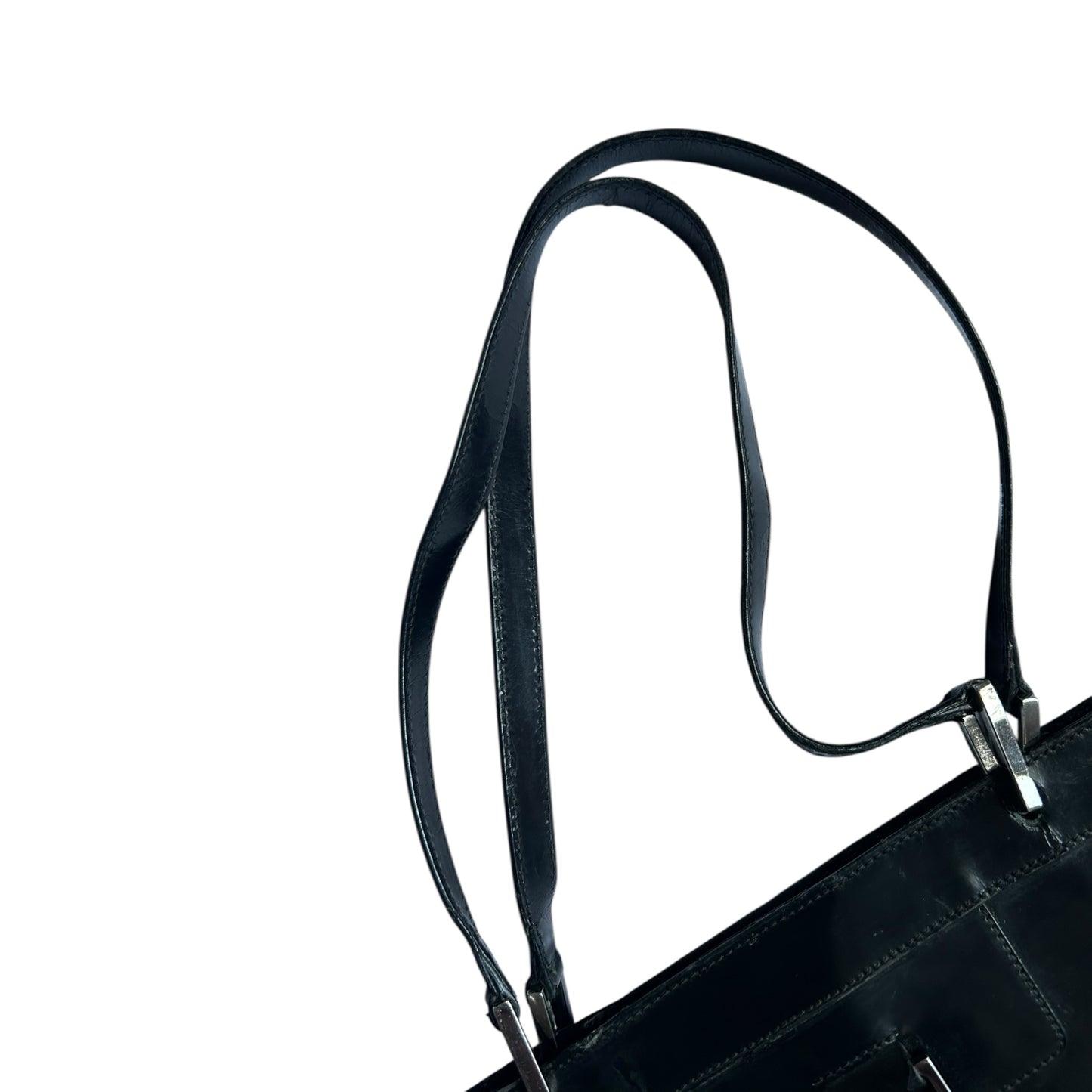 Vintage Gucci Jackie by Tom Ford horse-bit black leather patent tote bag