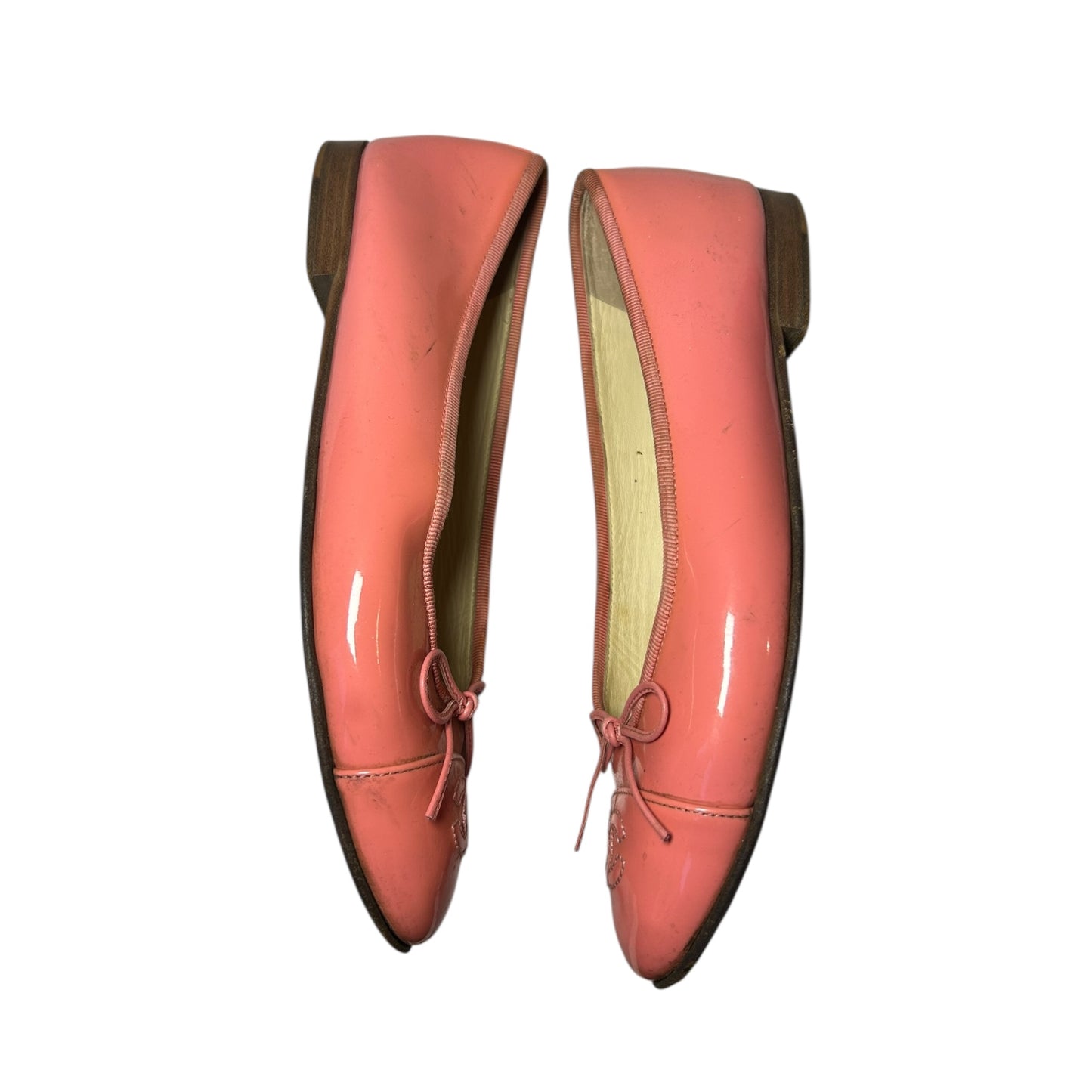 Vintage Chanel CC interlocking logo pink ballet flats / 37.5