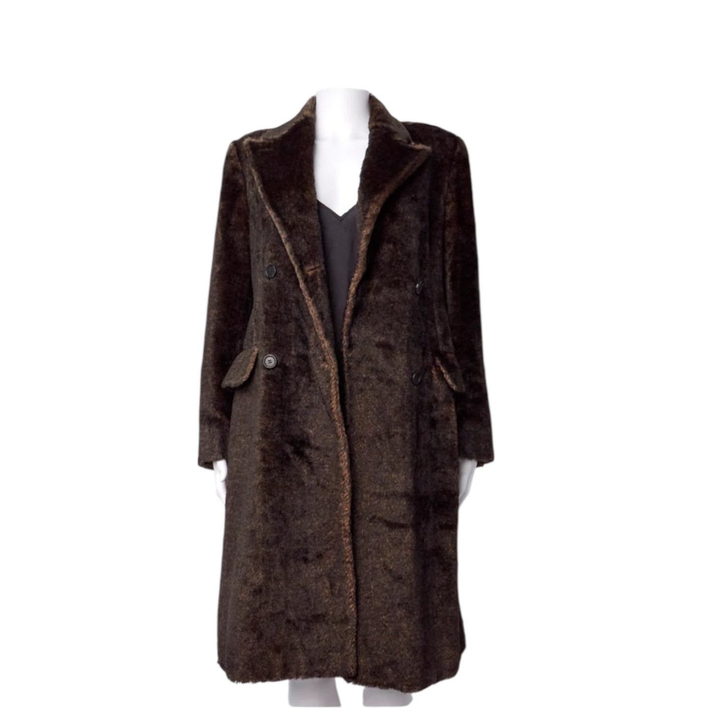 Vintage Prada Fall Runway 1997 Brown Mohair Double Breasted Coat