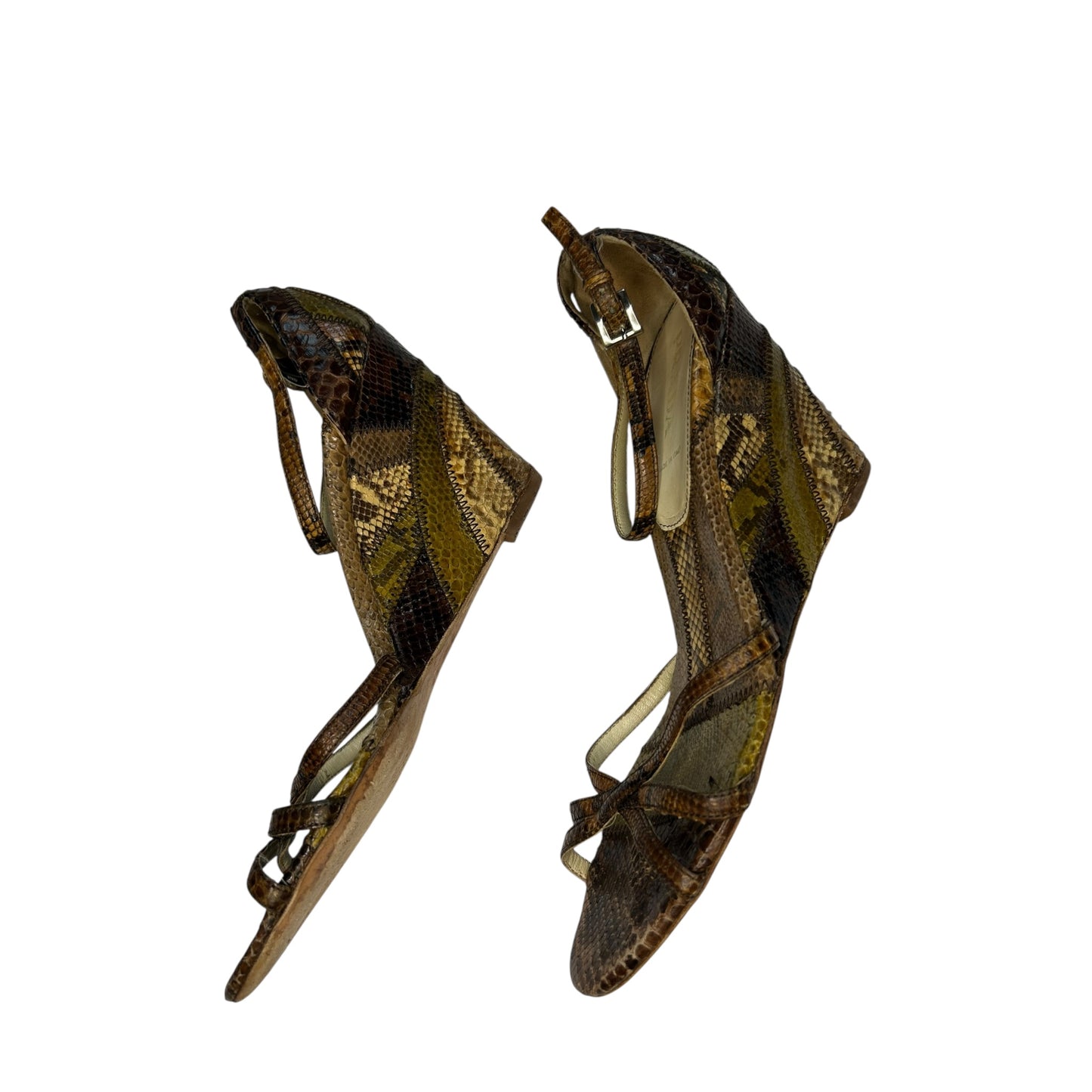 Vintage rare Prada multicolored python skin wedges / 39