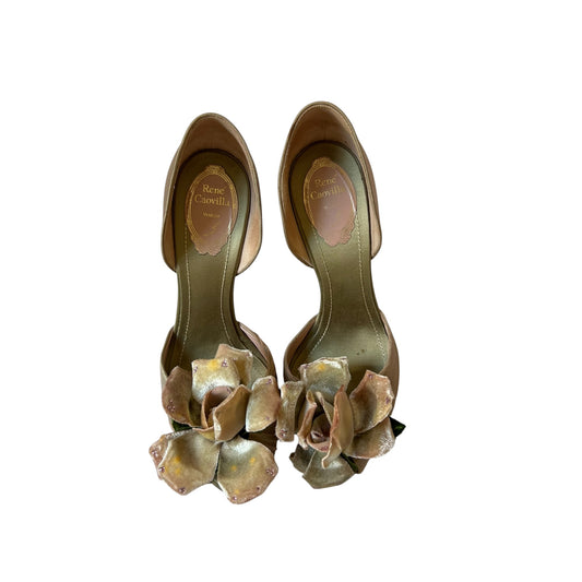 Vintage Rene Caovilla floral satin D’Orsay heels / 39