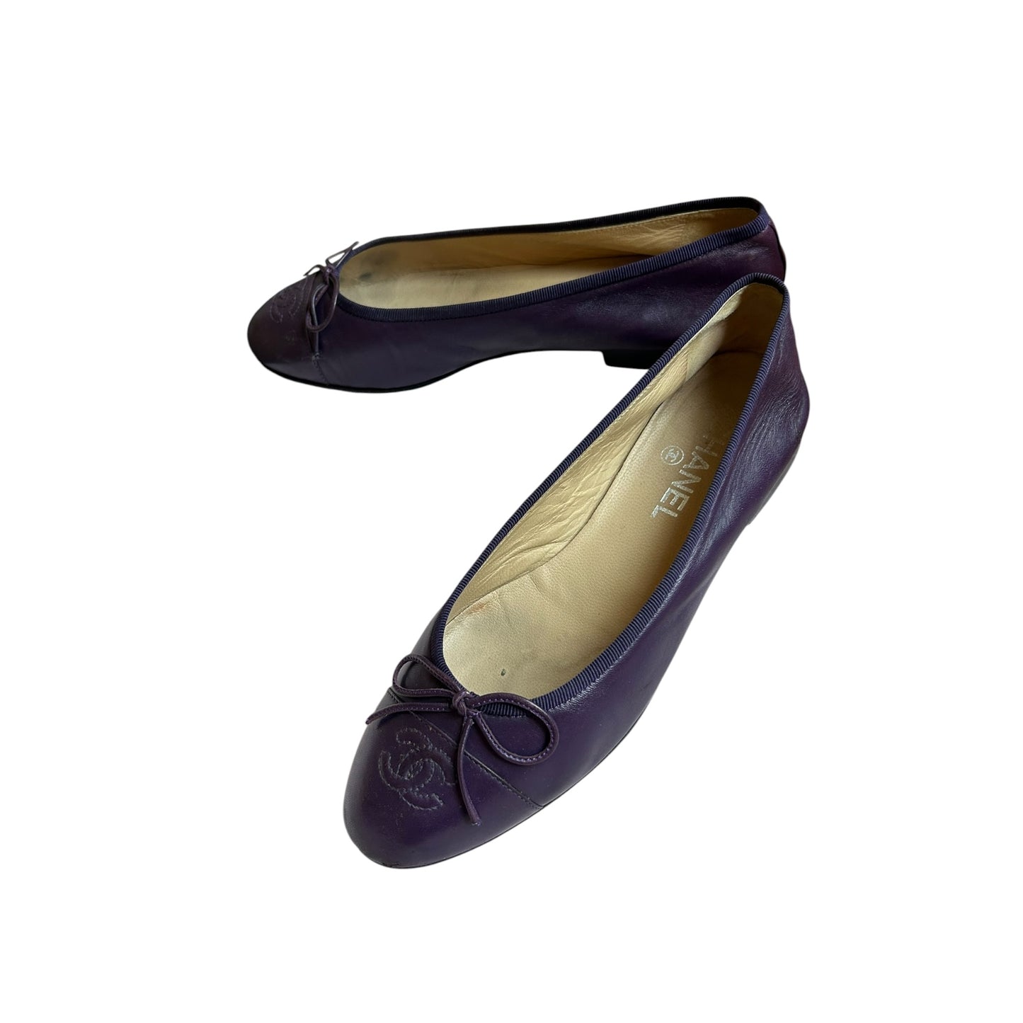 Vintage Chanel CC interlocking logo purple ballet flats / 39.5