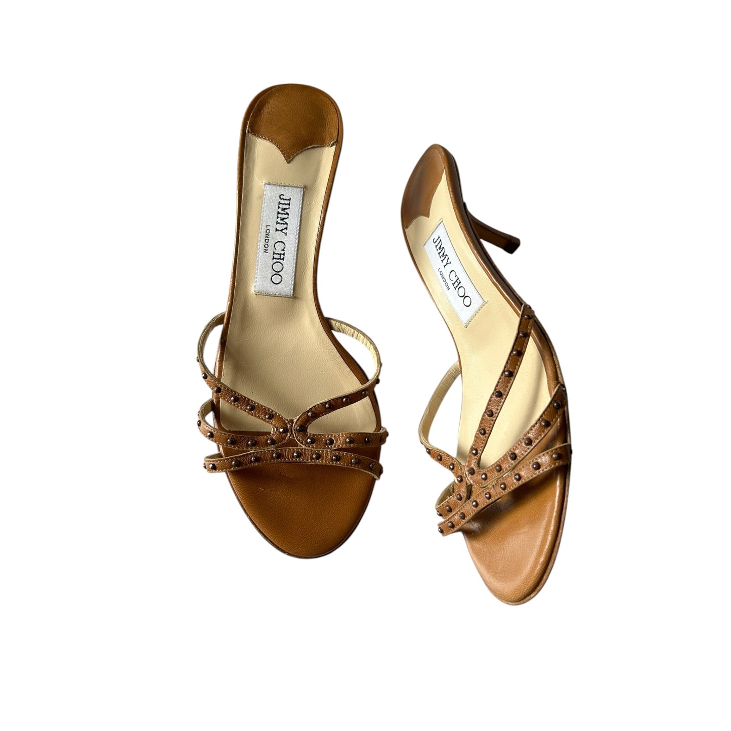 Vintage Jimmy Choo studded brown mule heels / 37.5