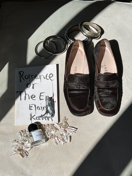 Vintage Chanel pony style brown loafer/38