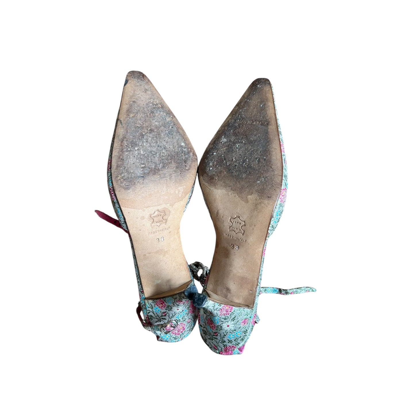 Vintage Manolo Blahnik floral crystal slingback heels / 38