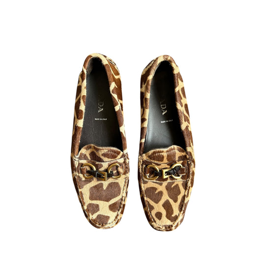 Vintage rare Prada pony hair leo print loafers / 36.5