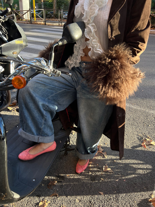 Vintage Chanel CC interlocking logo pink ballet flats / 37.5