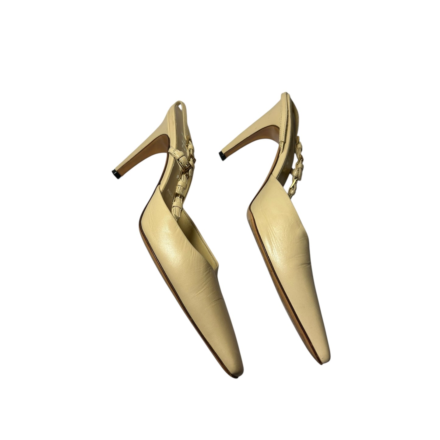 Vintage Prada chain beige minimal sling back heels / 38