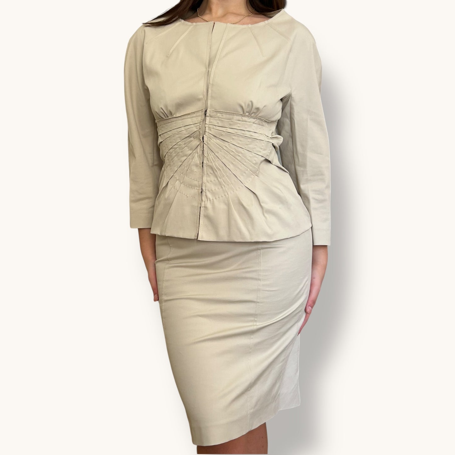 Vintage Prada cream skirt suit set