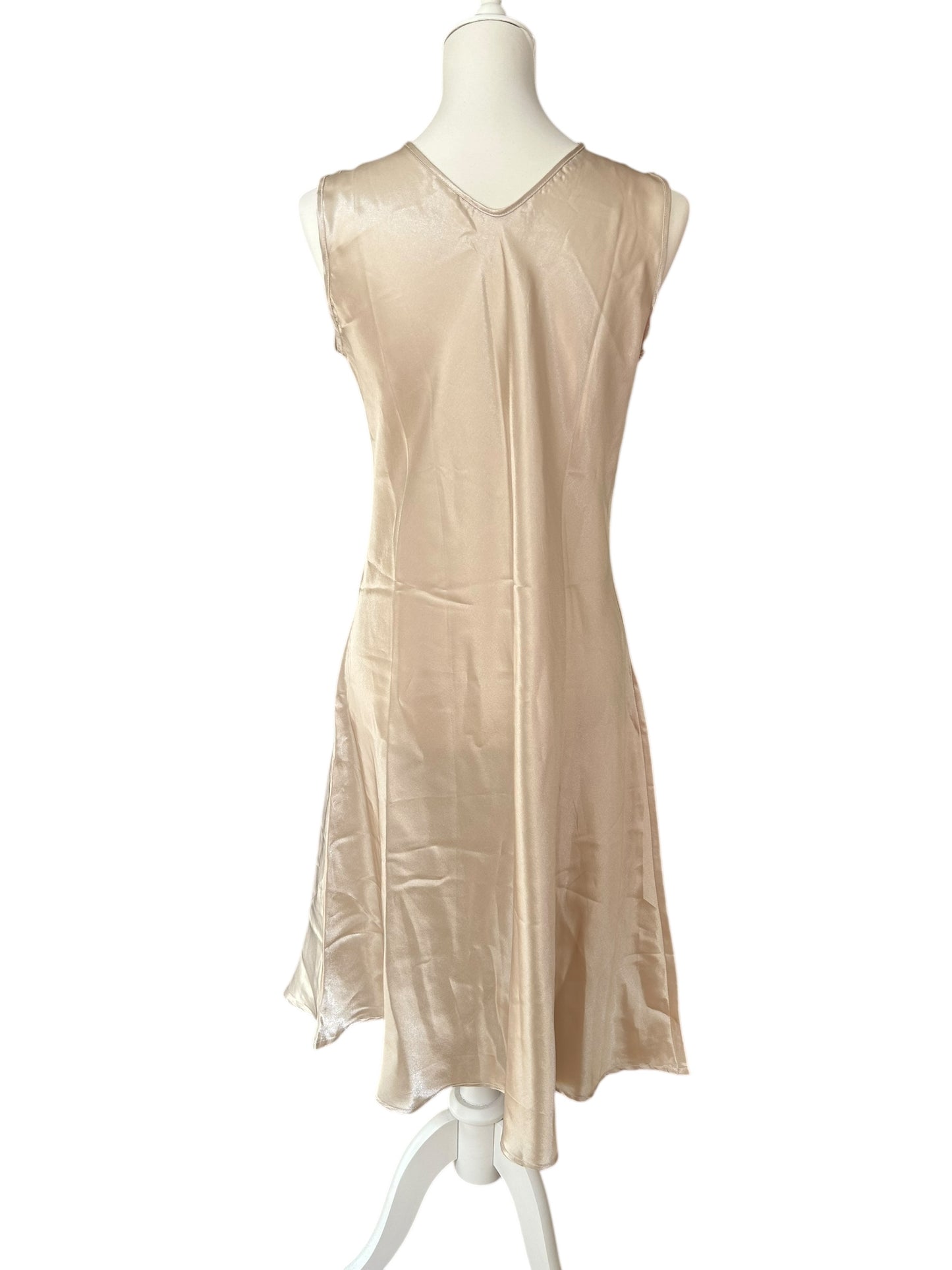 Vintage pure silk midi lace slip dress / XL