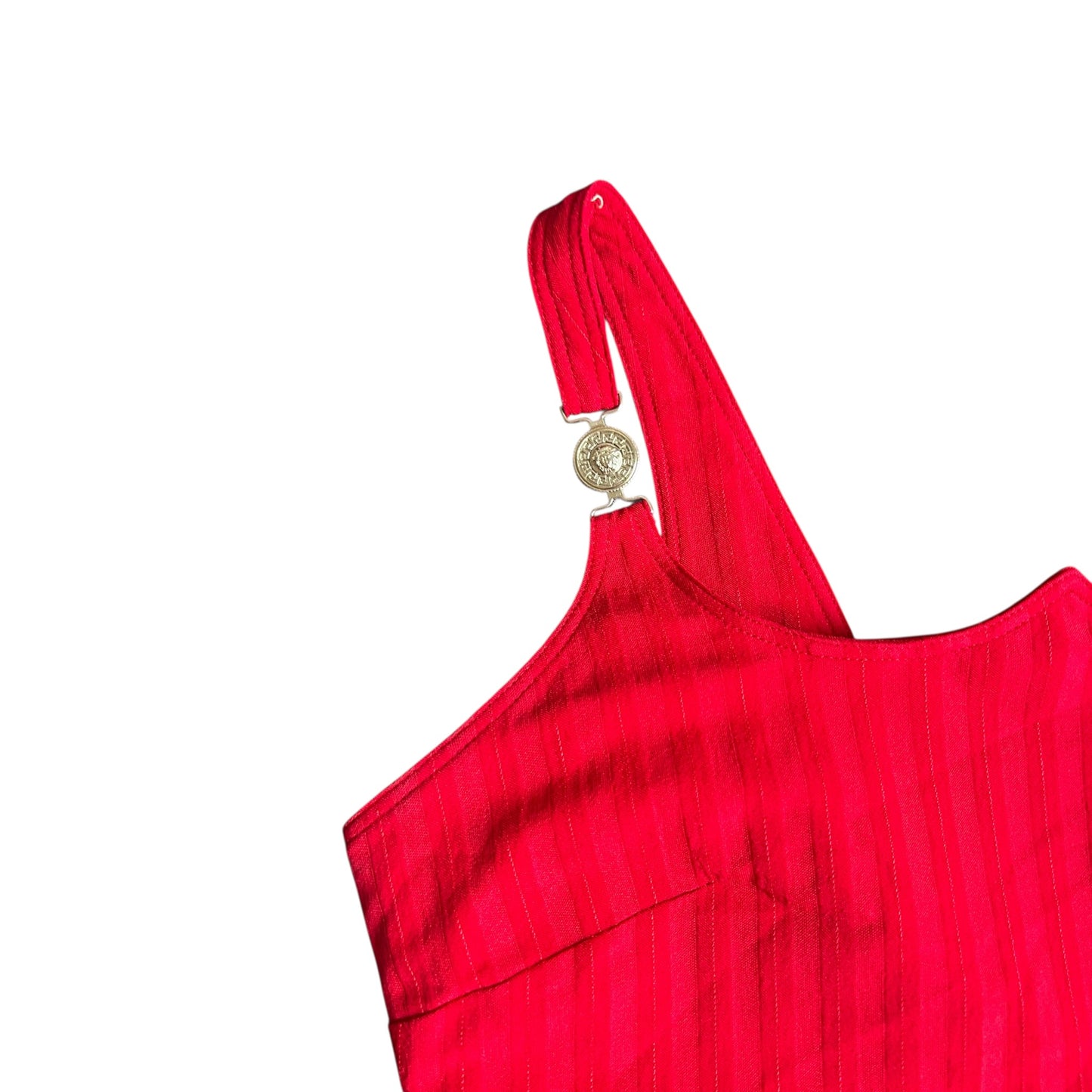 RENTAL ONLY Vintage Versace Jeans Couture Red Bodycon Dress – Medusa Hardware FW1995