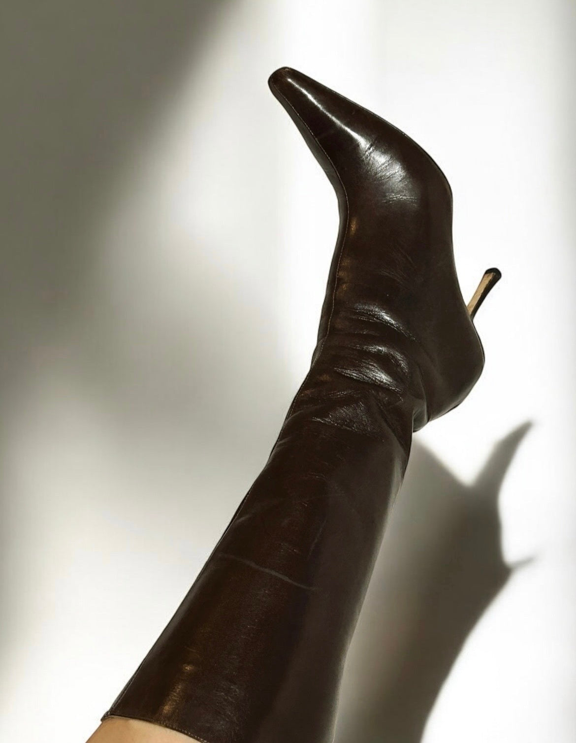 Vintage Jimmy Choo chocolate peony brown knee high boots as seen on Jennifer Aniston / 39