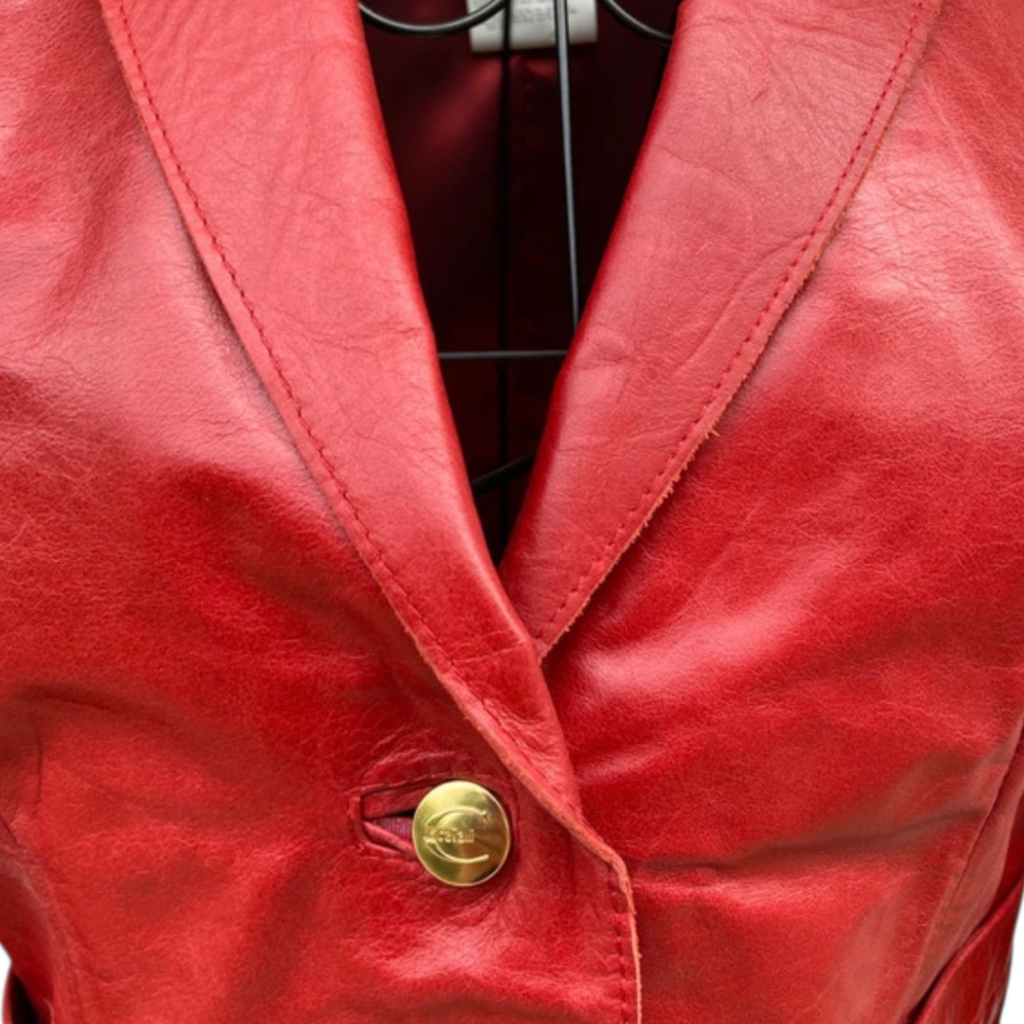 Vintage Roberto Cavalli burgundy leather jacket