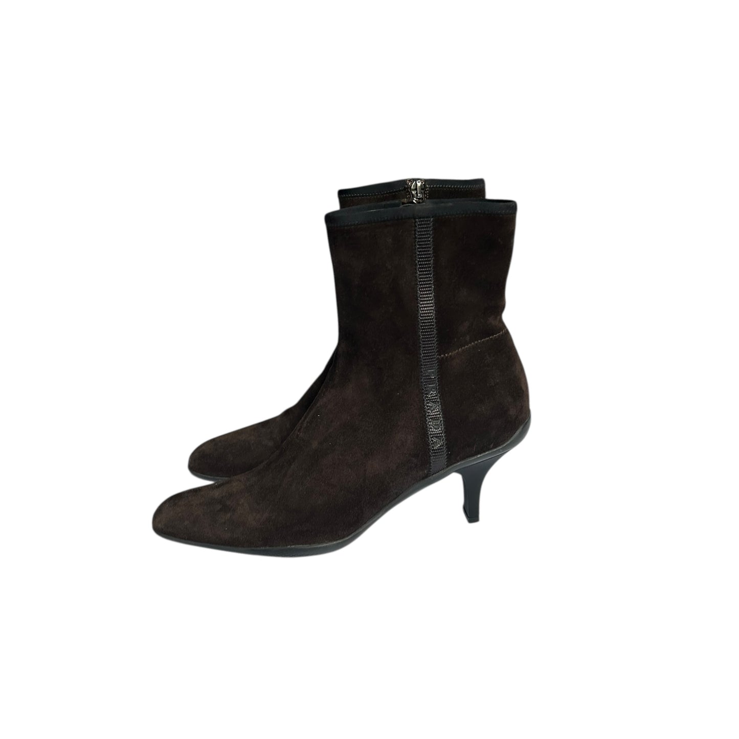Vintage Prada brown suede ankle boots / 38.5