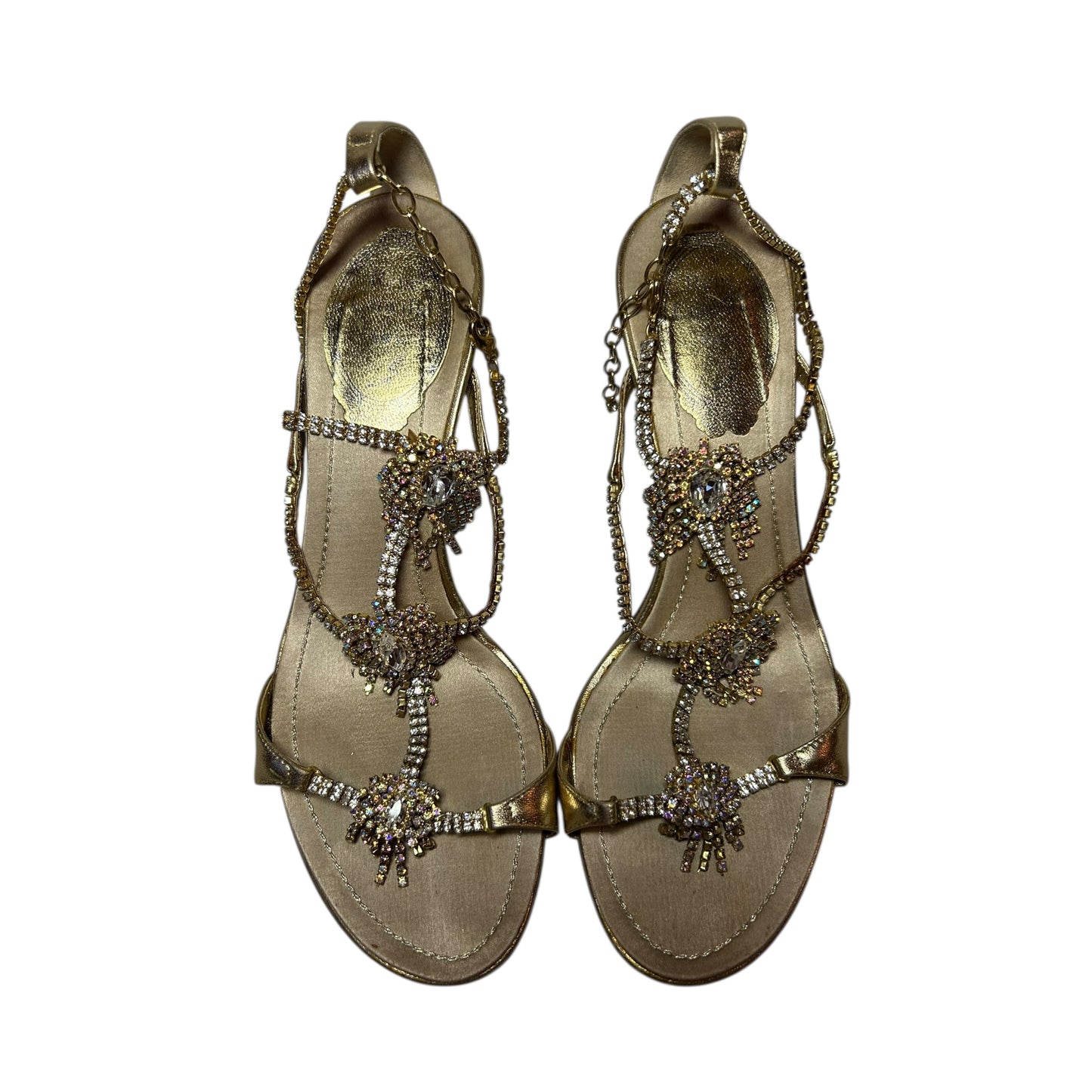 Vintage Rene Caovilla metallic crystal embellished sandal heels / 36