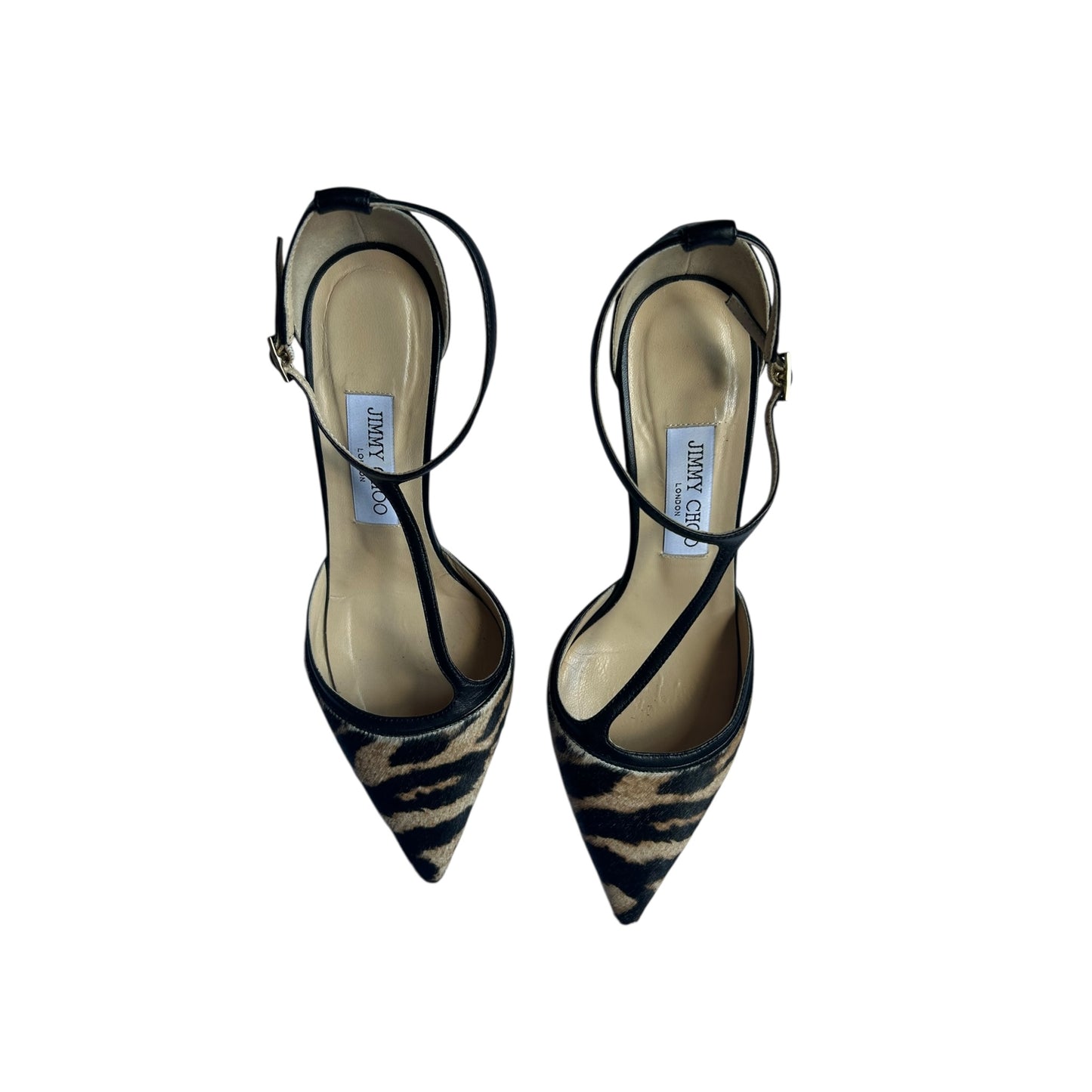 Vintage Jimmy Choo pony hair tiger print heels/ 38.5