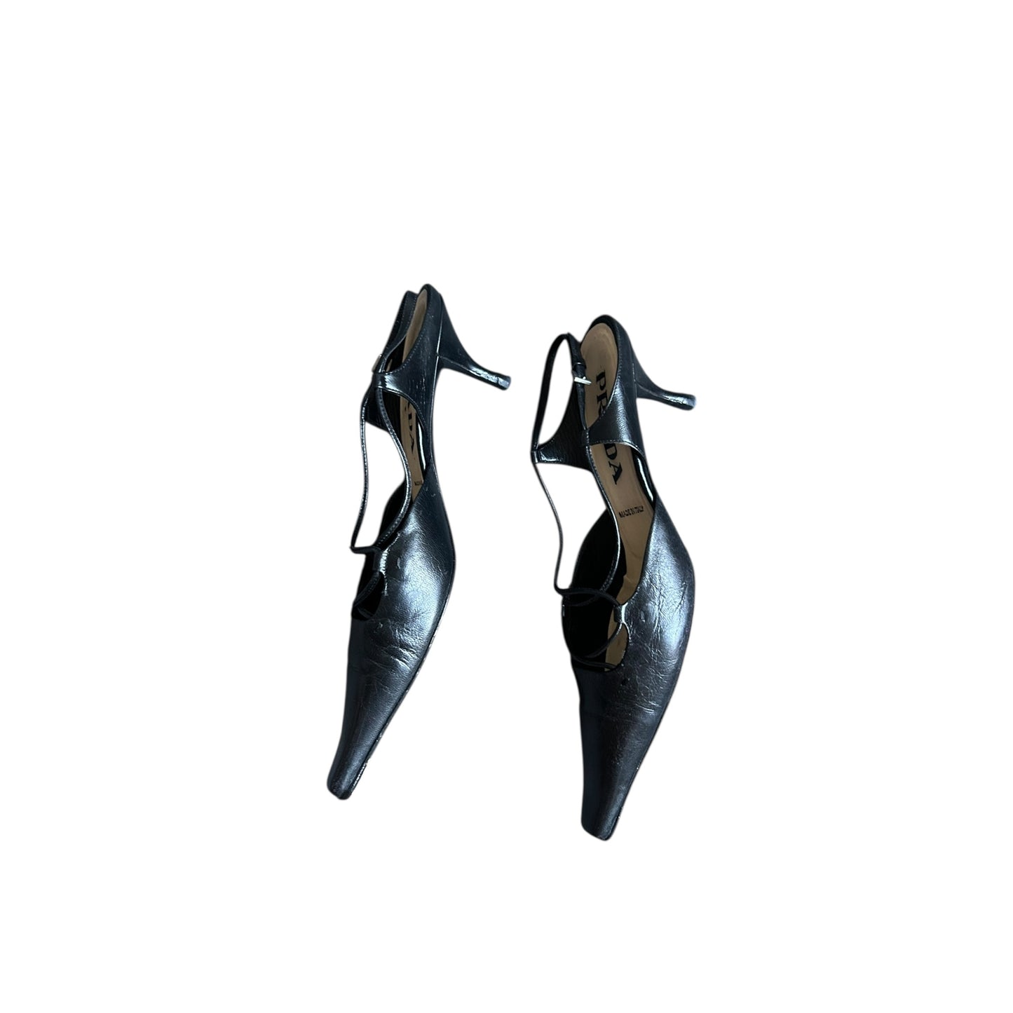 Vintage Prada black leather heels as seen on CBK / 37.5
