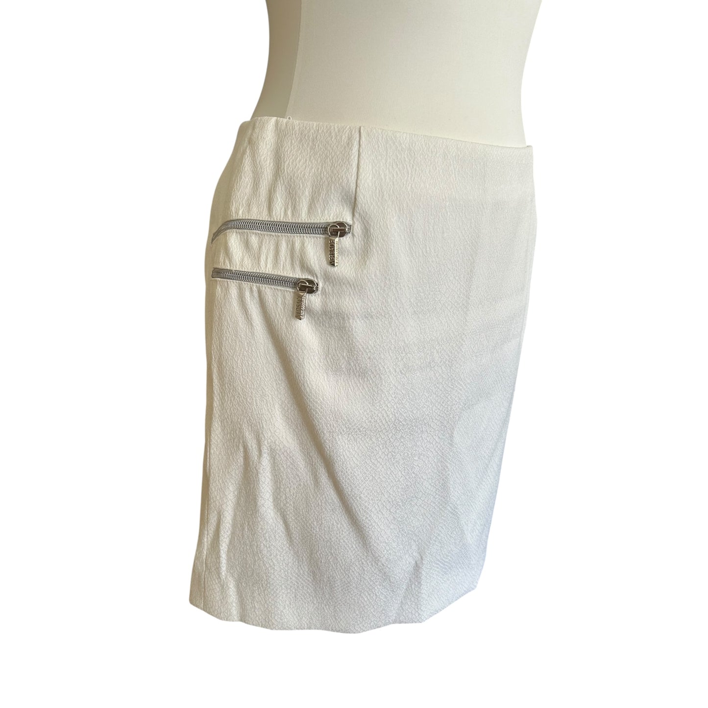 Vintage Versace white mini skirt suit double zipper