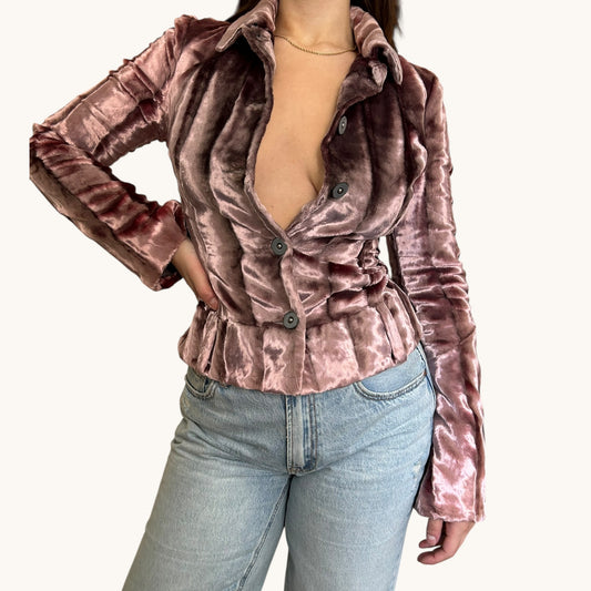 Vintage rare Roberto Cavalli velour purple blazer jacket