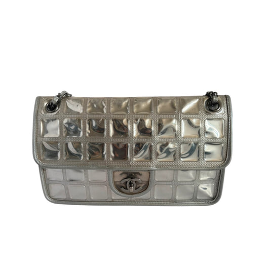 Chanel Ice Cube Limited Edition Classic Flap bag in metallic silver PVC and leather
