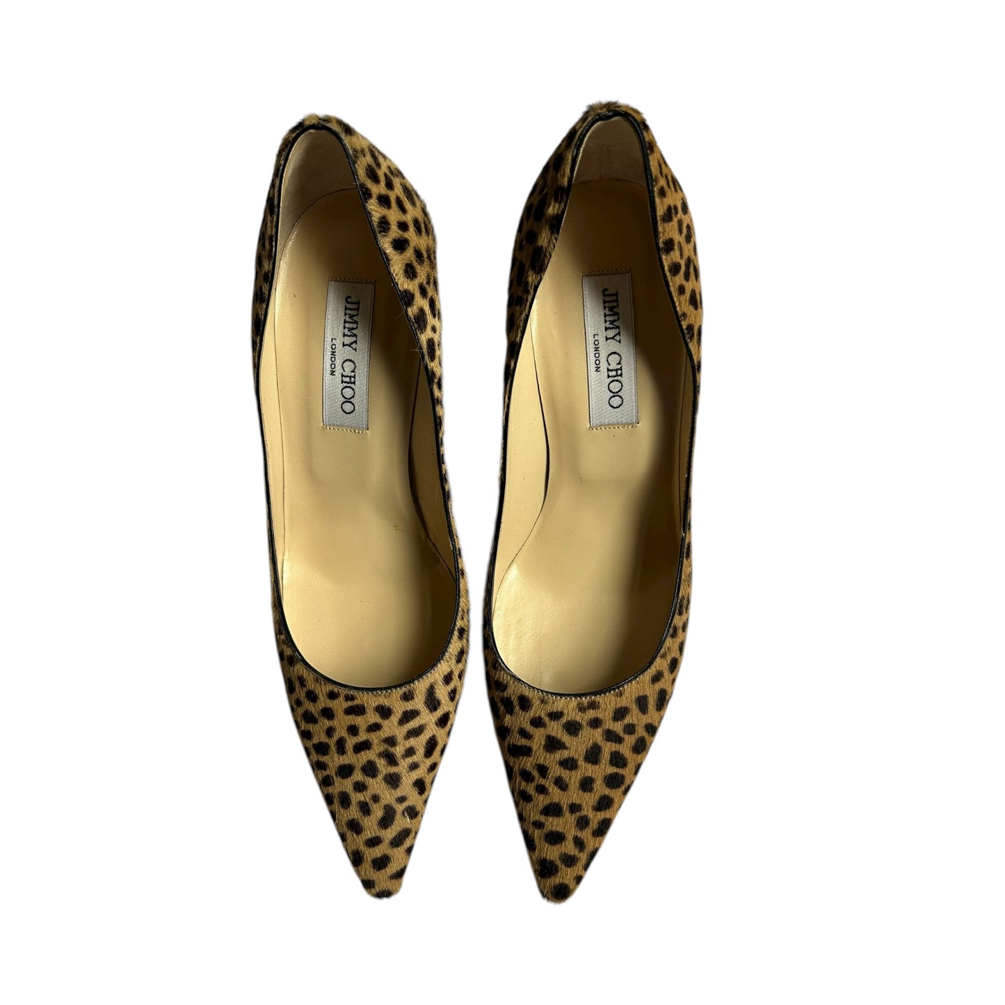 Vintage Jimmy Choo pony hair leo print pump heels / 38.5