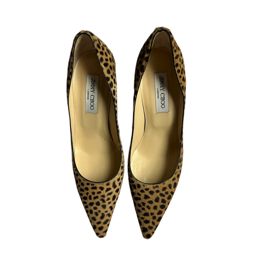 Vintage Jimmy Choo pony hair leo print pump heels / 38.5