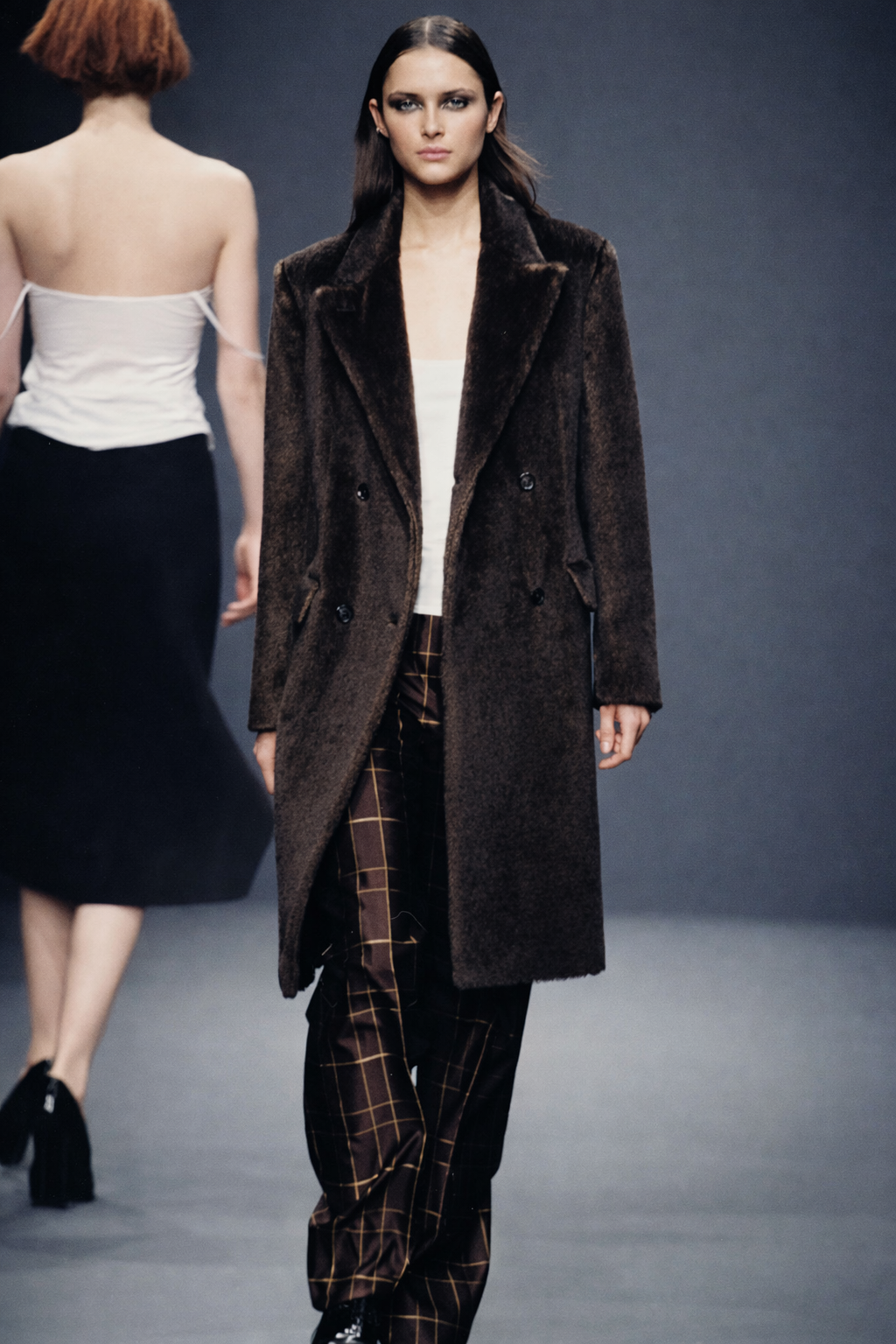 Vintage Prada Fall Runway 1997 Brown Mohair Double Breasted Coat