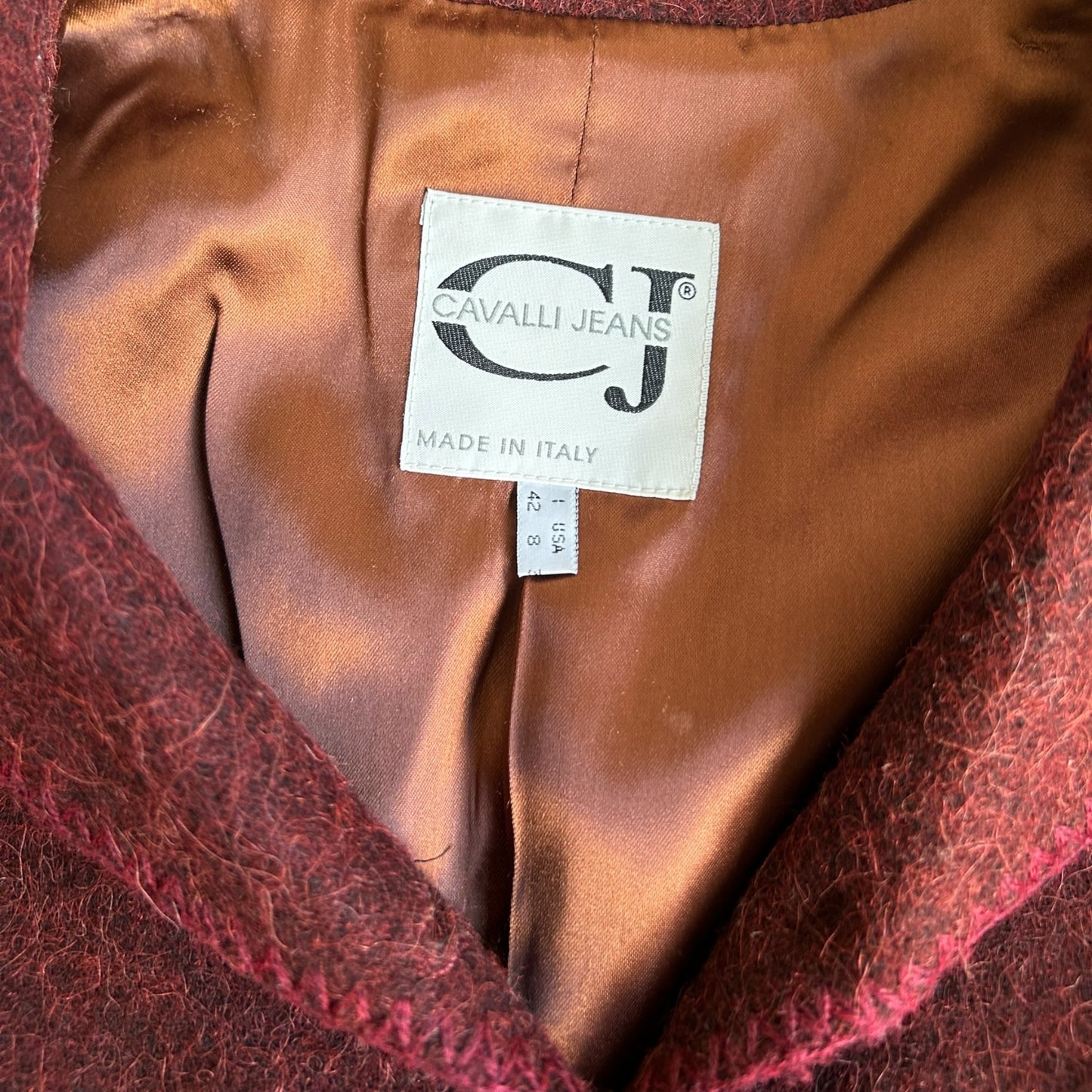 Vintage Cavalli mohair wool burgundy blazer
