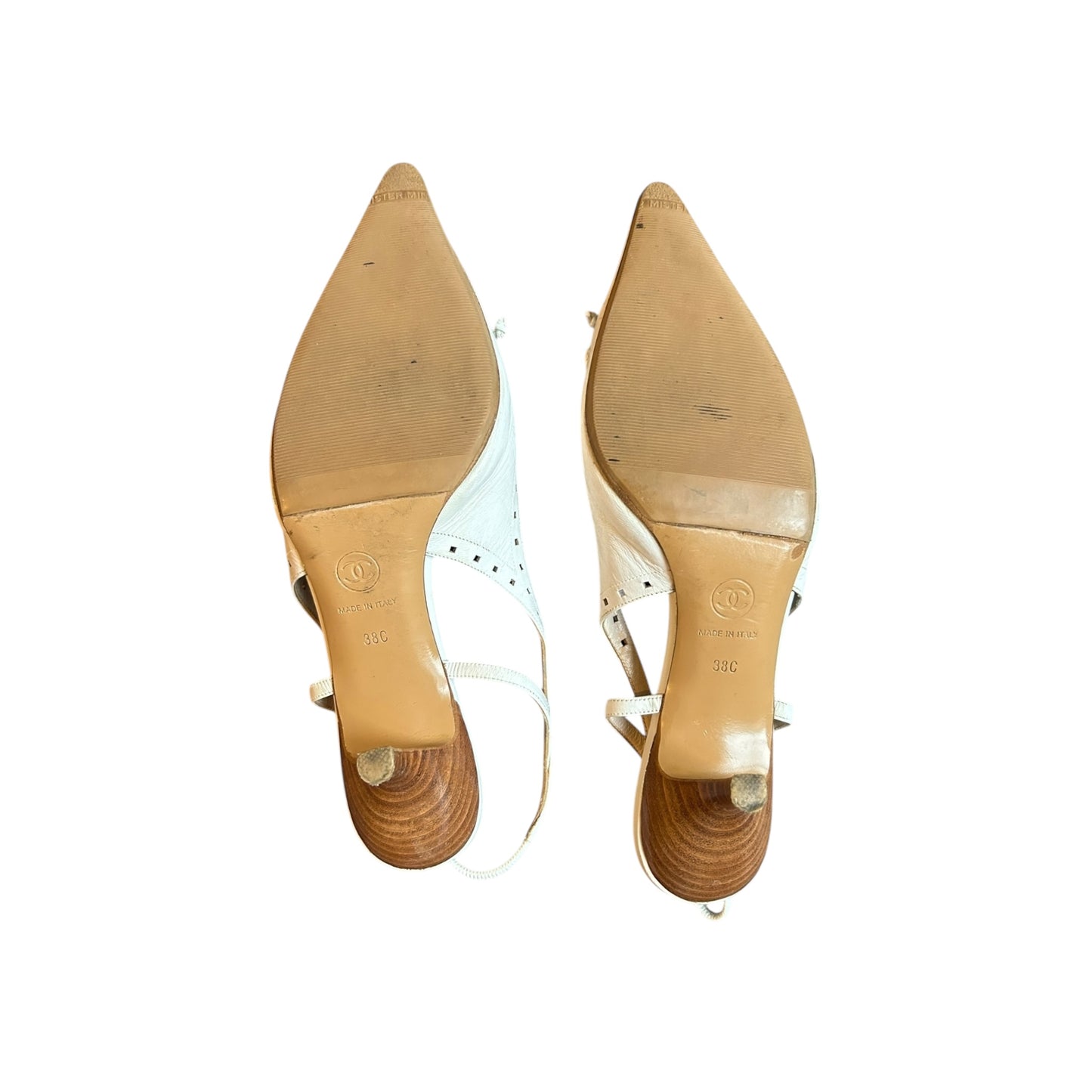 Vintage Chanel by Karl Lagerfeld CC logo sling back heels/ 38