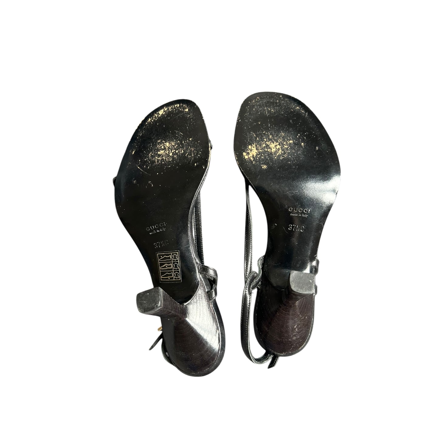 Vintage Gucci by Tom Ford black leather sandal heels / IT37.5