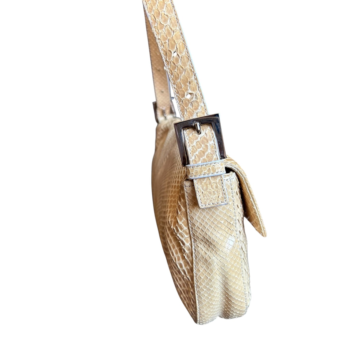 Vintage Fendi Baguette Bag Beige Python Snakeskin Leather Shoulder Handbag Rare