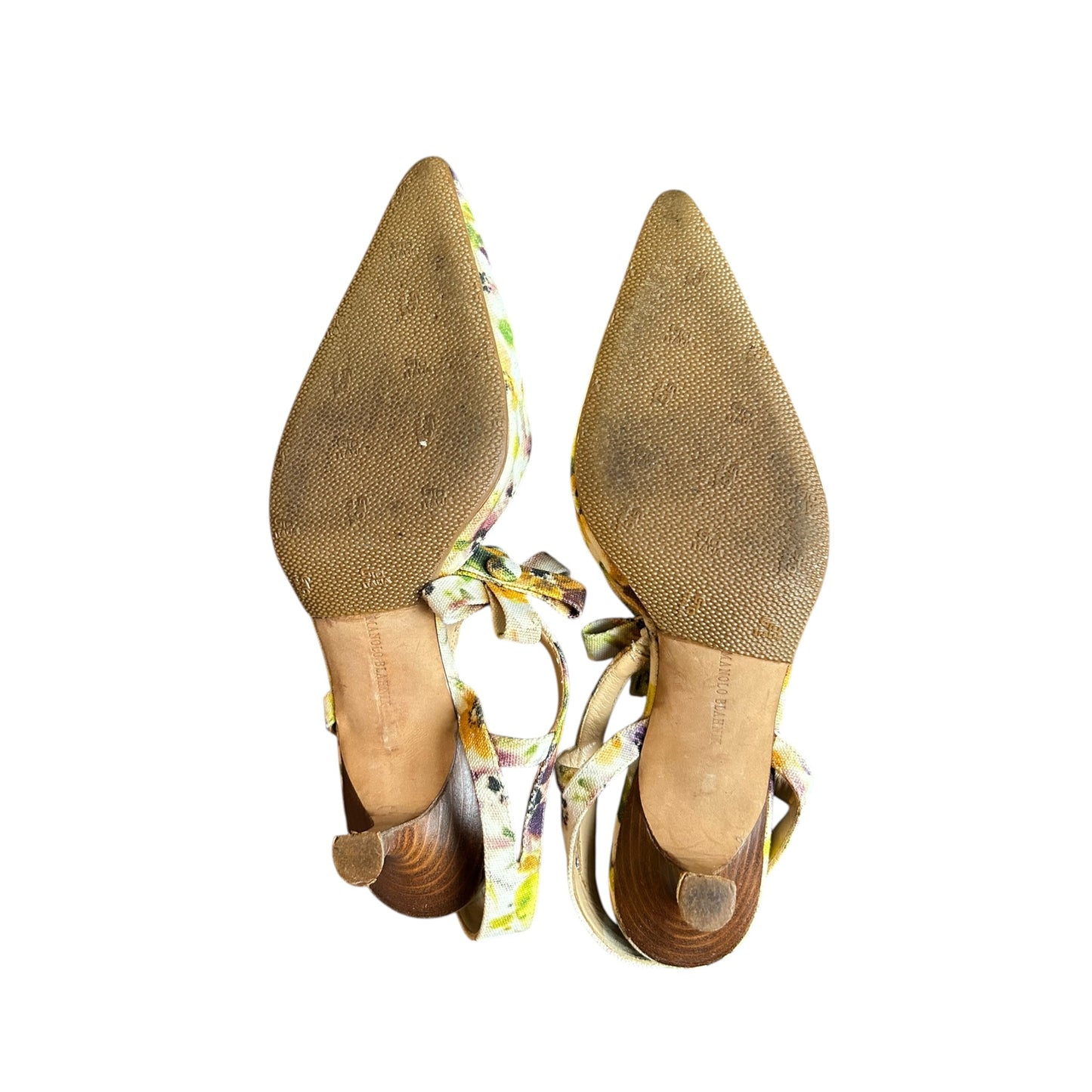 Vintage rare Manolo Blahnik floral canvas heels / 41
