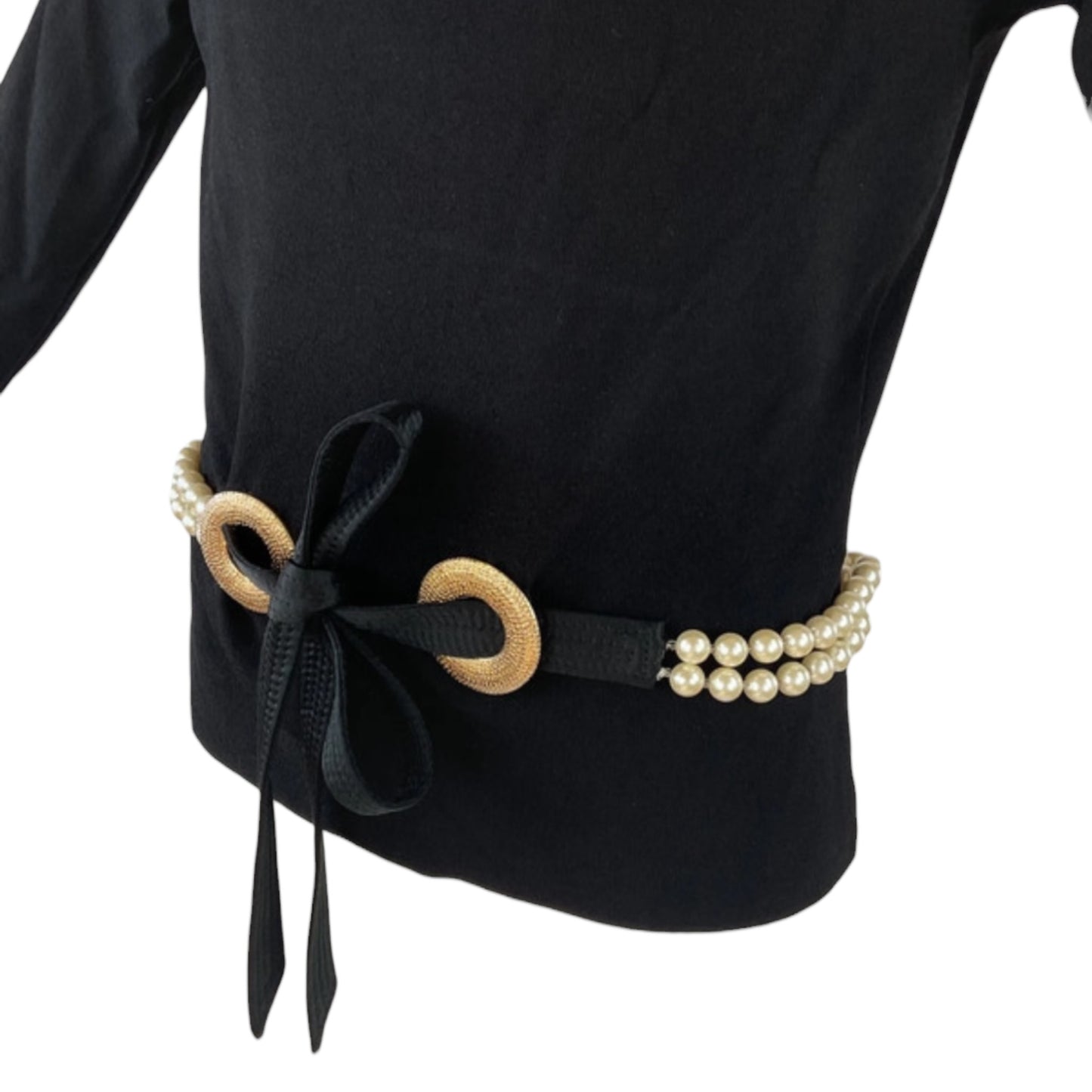 Vintage Valentino SS2005 runway pearl keyhole black top