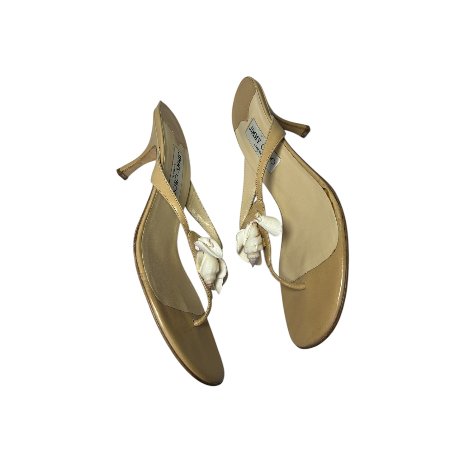 Vintage super rare Jimmy Choo shell thong heels / 39