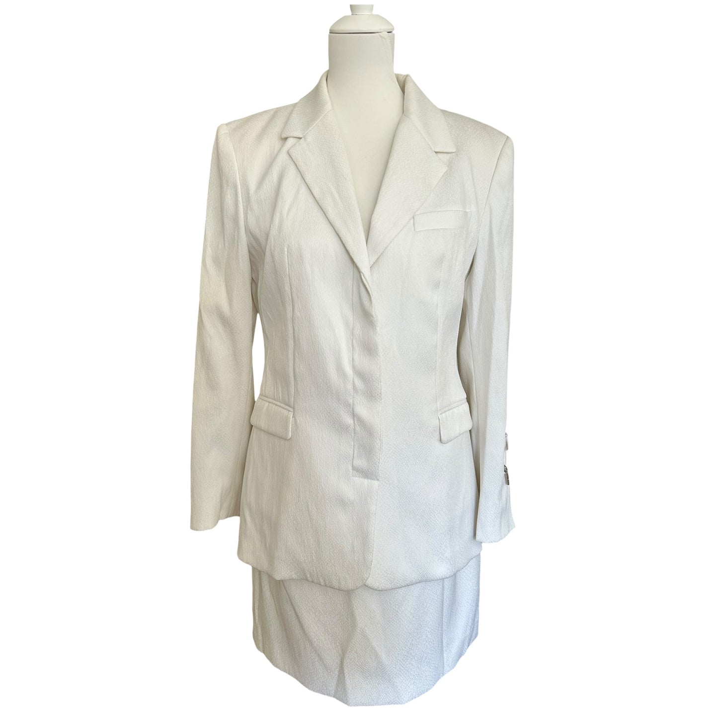Vintage Versace white mini skirt suit double zipper