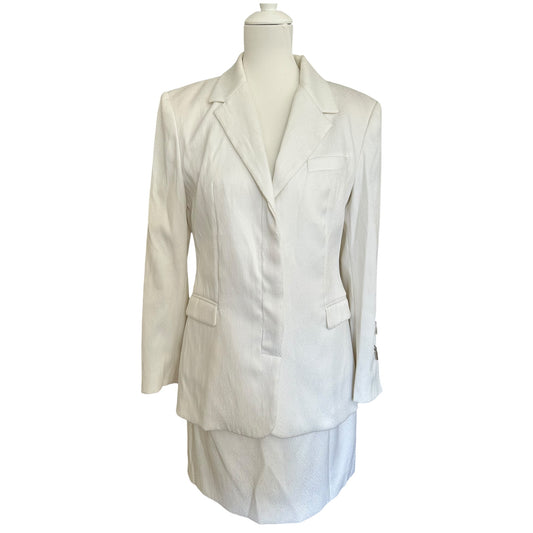 Vintage Versace white mini skirt suit double zipper